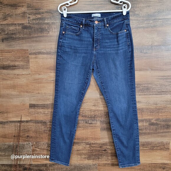 LOFT Jeans 8 Curvy Skinny Mid Rise Tummy Control Medium Dark Wash Stretch Denim - Picture 1 of 13